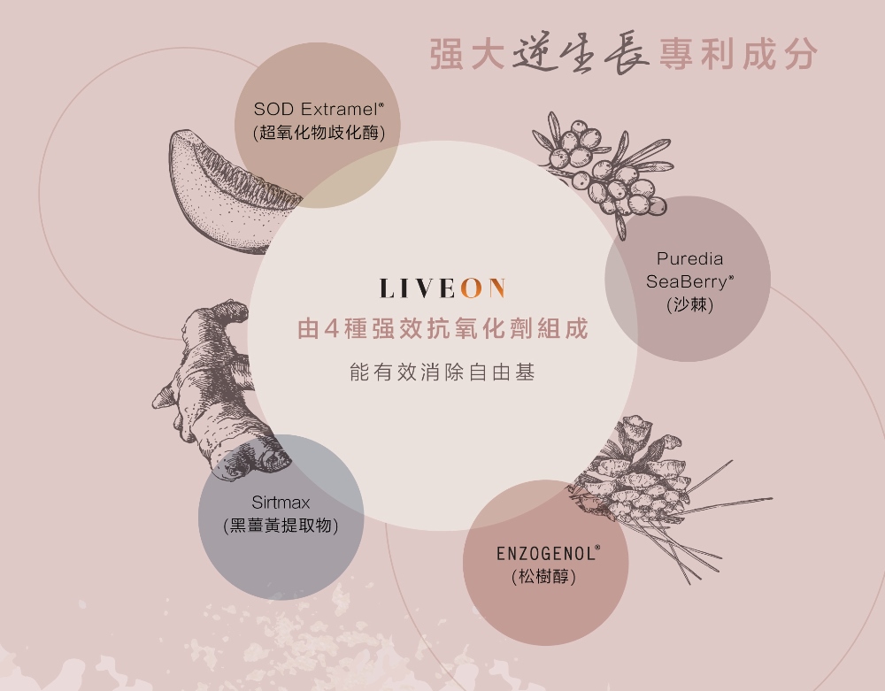 LIVEON逆齡抗糖飲-新加坡- SOD extramel Enzogenol Sirtmax