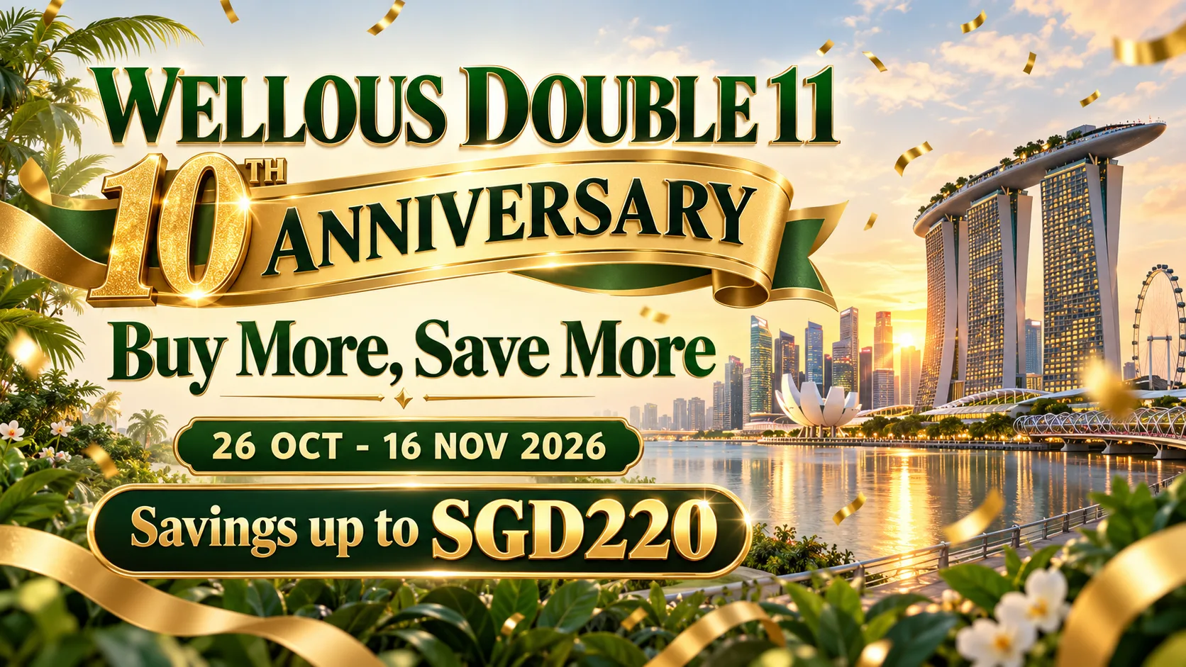 WELLOUS SINGAPORE · DOUBLE 11 2026 - Double 11 & 10th Anniversary Savings